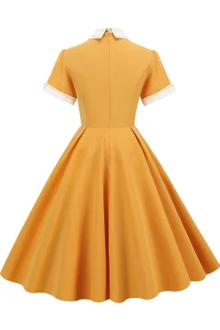 Vestido vintage azul claro dos anos 50 com mangas