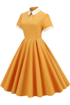 Vestido vintage azul claro dos anos 50 com mangas