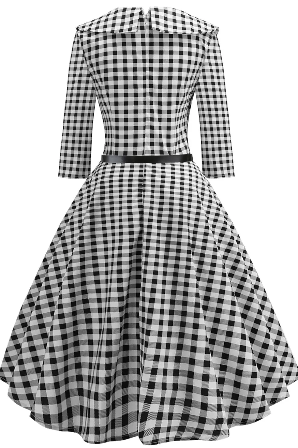 Vestido vintage de costura impresso em xadrez