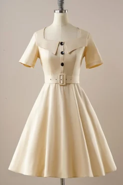 Vestido vintage de damasco square neck 1950s