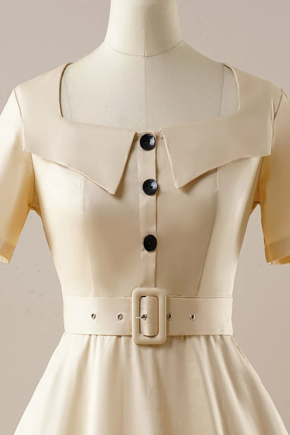 Vestido vintage de damasco square neck 1950s