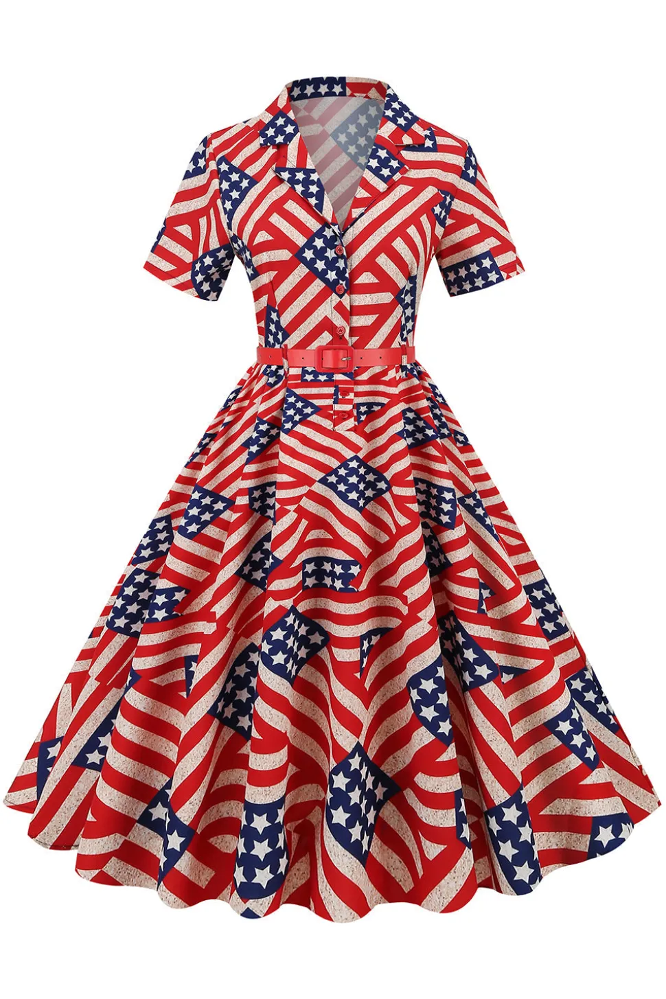 Vestido vintage de impressão de bandeira americana