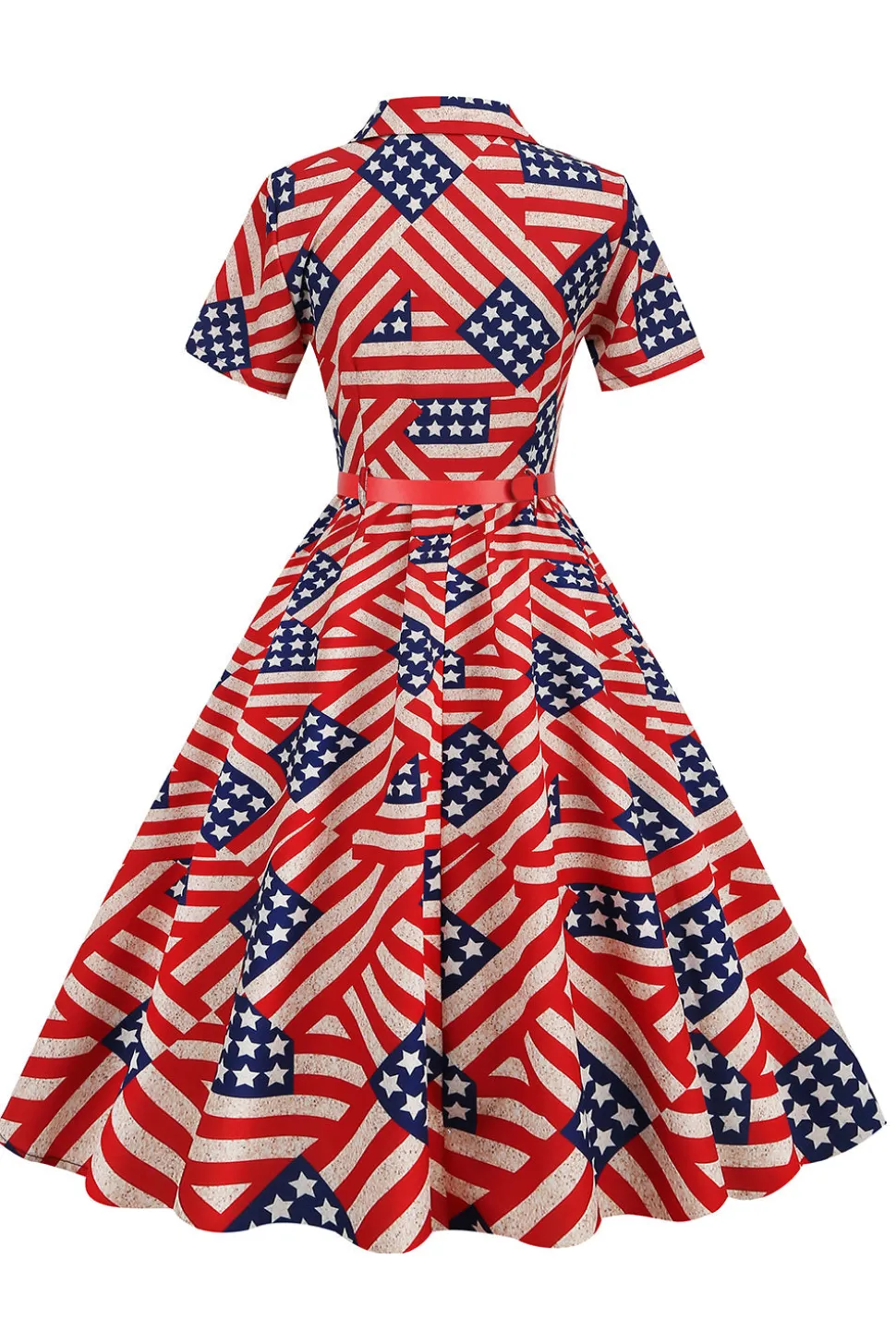 Vestido vintage de impressão de bandeira americana