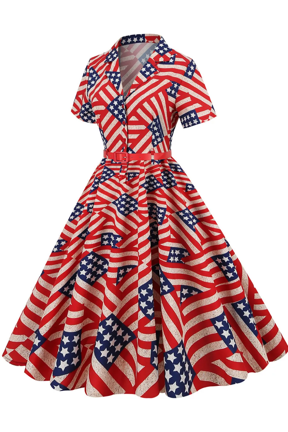 Vestido vintage de impressão de bandeira americana