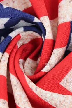 Vestido vintage de impressão de bandeira americana