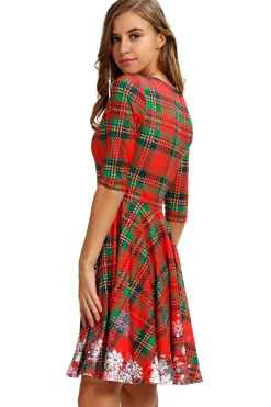 Vestido vintage de Natal de impressão verde