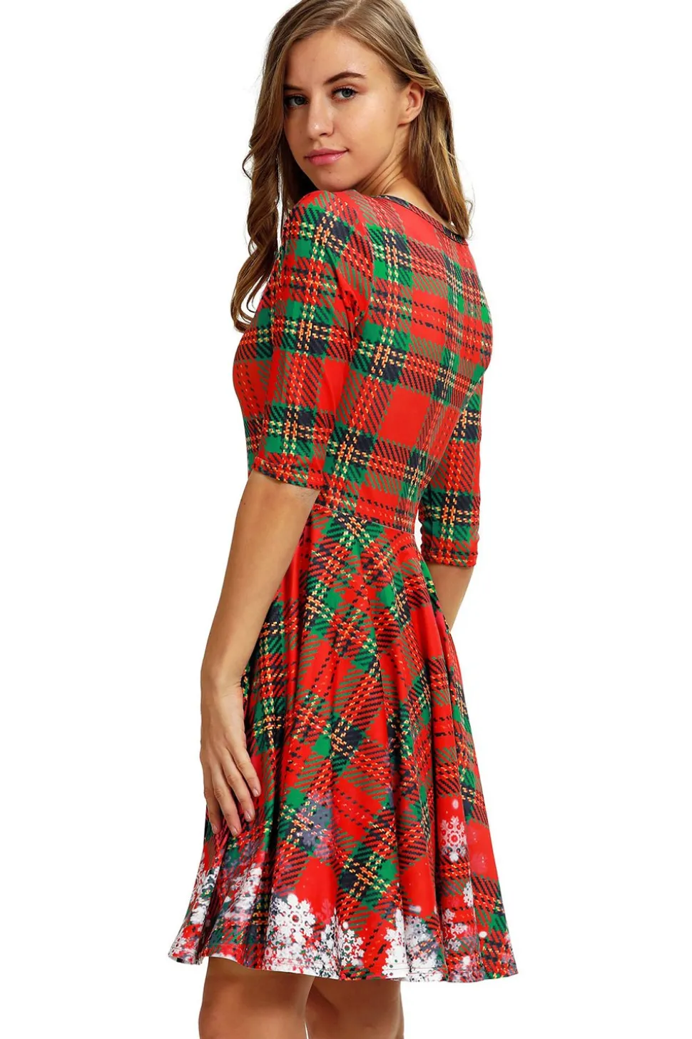 Vestido vintage de Natal de impressão verde