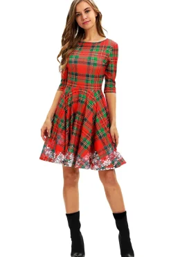 Vestido vintage de Natal de impressão verde