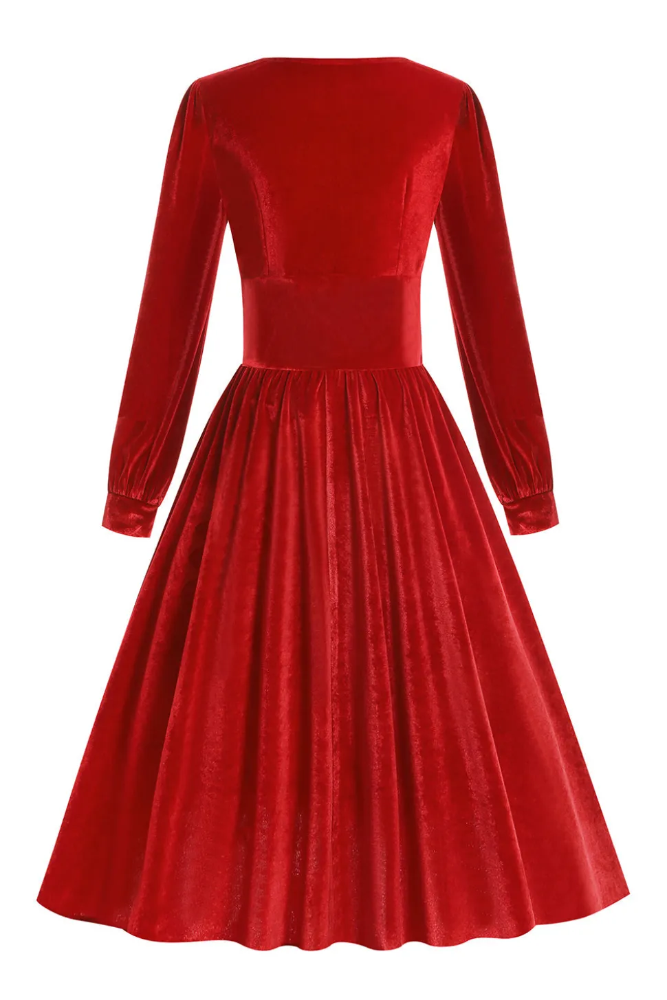 Vestido vintage de veludo vermelho Midi