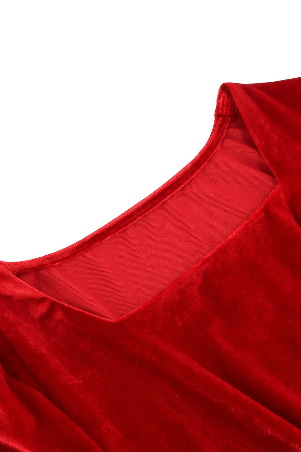 Vestido vintage de veludo vermelho Midi