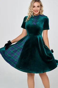 Vestido vintage de veludo verde escuro