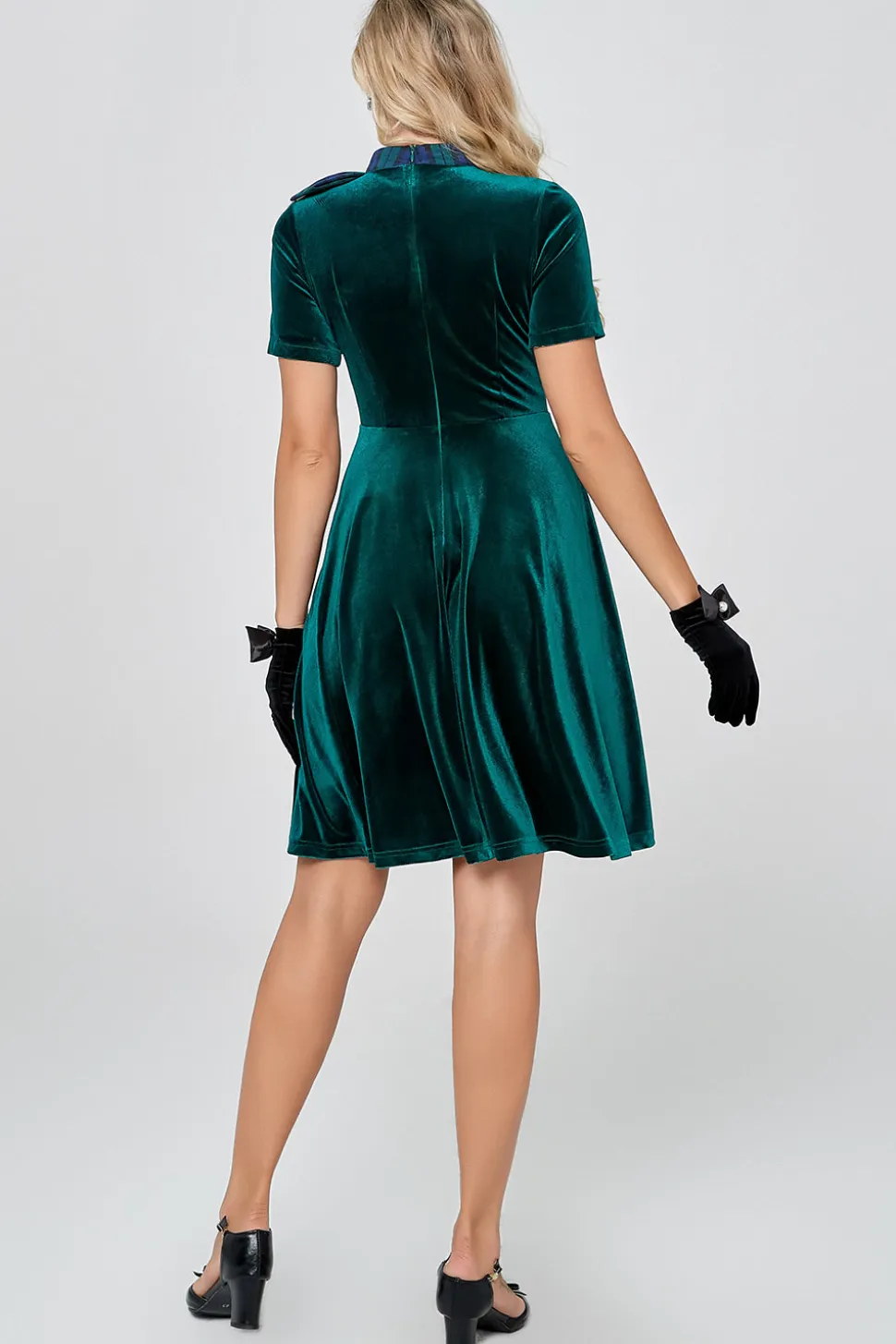Vestido vintage de veludo verde escuro