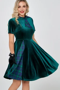 Vestido vintage de veludo verde escuro