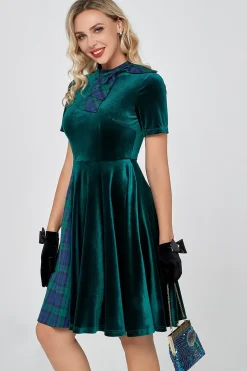 Vestido vintage de veludo verde escuro