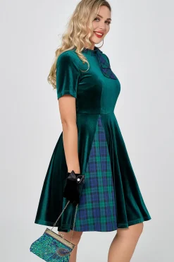 Vestido vintage de veludo verde escuro