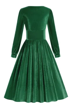 Vestido vintage de veludo verde escuro