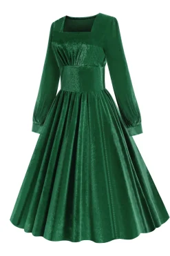 Vestido vintage de veludo verde escuro