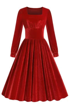 Vestido vintage de veludo verde escuro