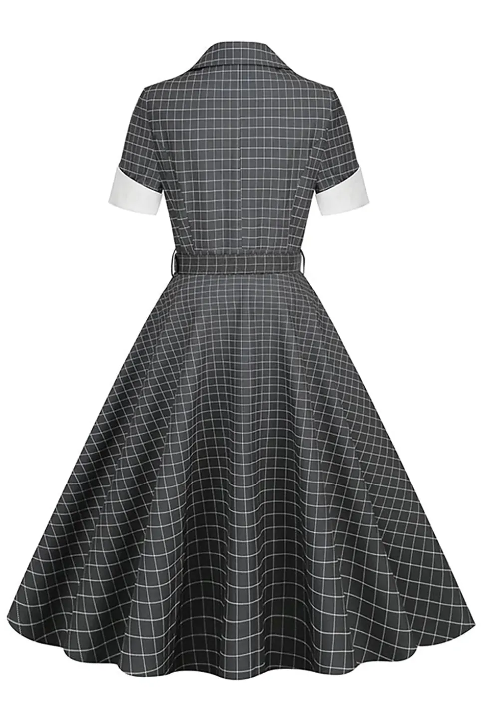 Vestido Vintage de Xadrez Cinza