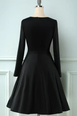 Vestido xadrez de 1950 com mangas compridas