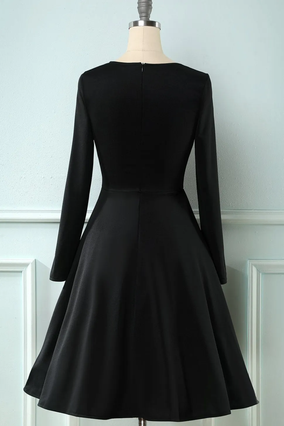 Vestido xadrez de 1950 com mangas compridas