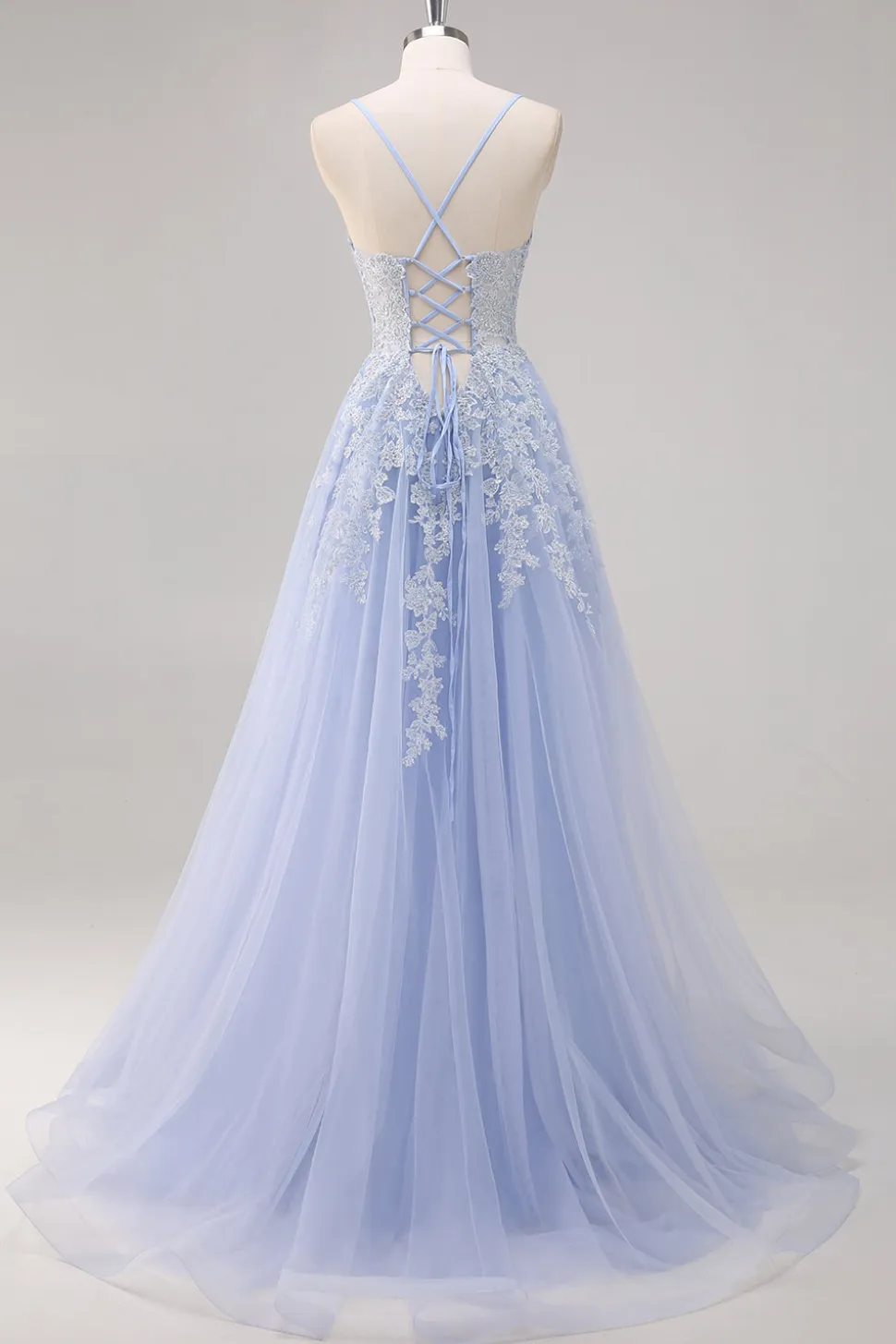 Vestidos Baile De Finalistas com Fenda Lavanda Longo Linha-A