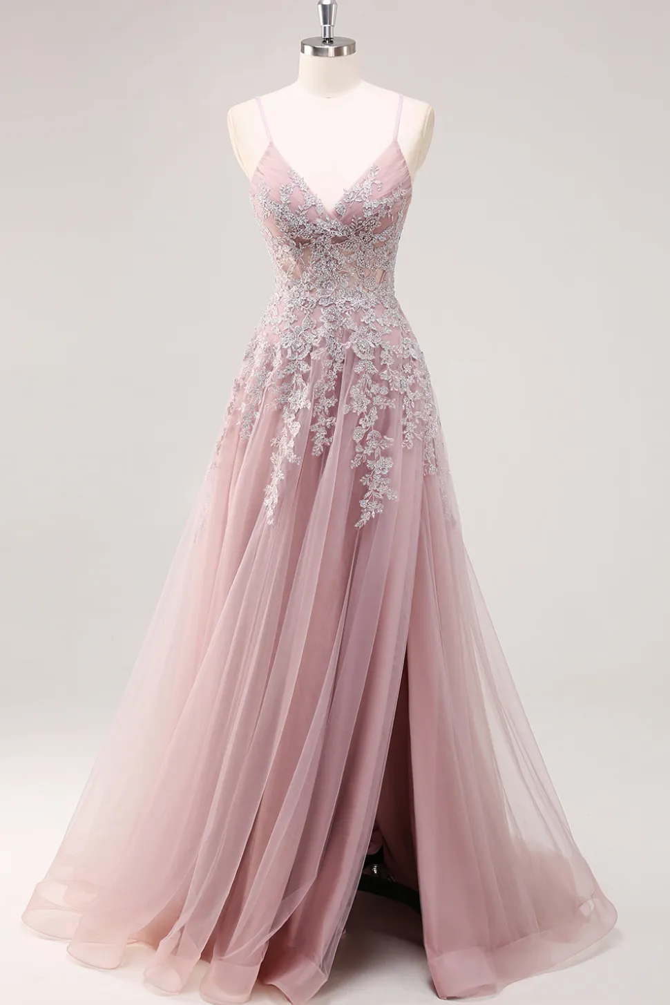 Vestidos Baile De Finalistas com Fenda Lavanda Longo Linha-A