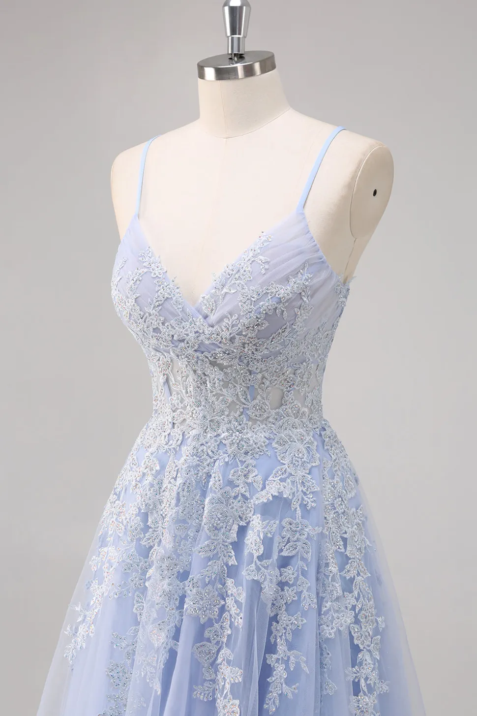 Vestidos Baile De Finalistas com Fenda Lavanda Longo Linha-A