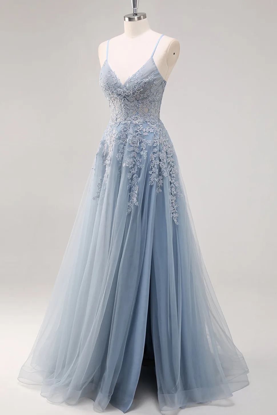 Vestidos Baile De Finalistas com Fenda Lavanda Longo Linha-A