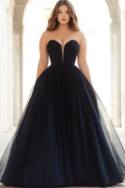Vestidos Baile De Finalistas Preto Longo Linha-A Sem Alças