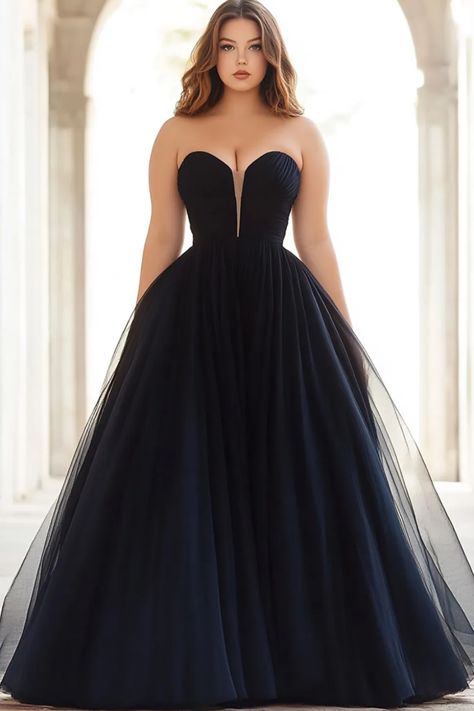 Vestidos Baile De Finalistas Preto Longo Linha-A Sem Alças