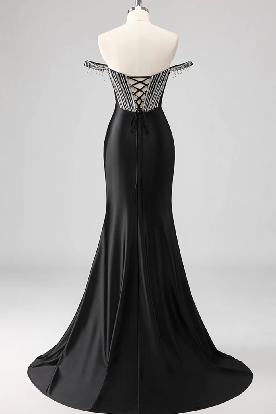 Vestidos Baile De Finalistas com Fenda Sereia Fora do Ombro Longo