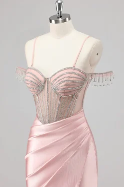 Vestidos Baile De Finalistas com Fenda Sereia Fora do Ombro Longo