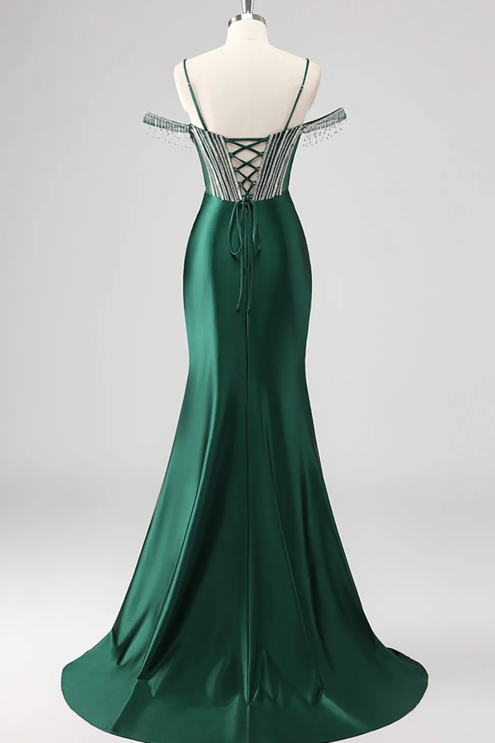 Vestidos Baile De Finalistas com Fenda Sereia Fora do Ombro Longo