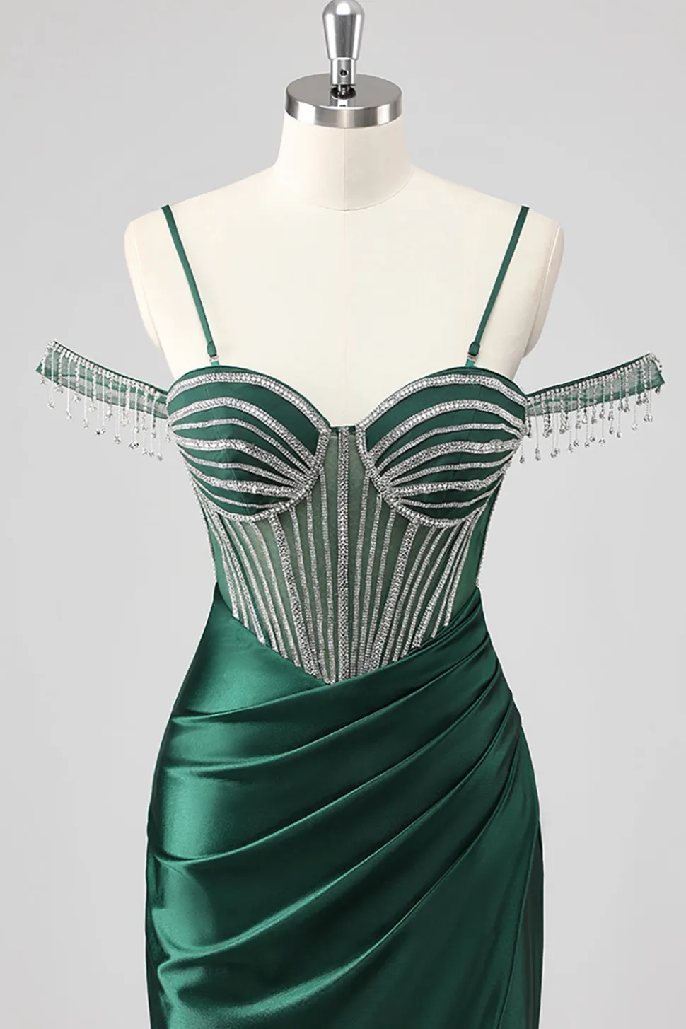 Vestidos Baile De Finalistas com Fenda Sereia Fora do Ombro Longo