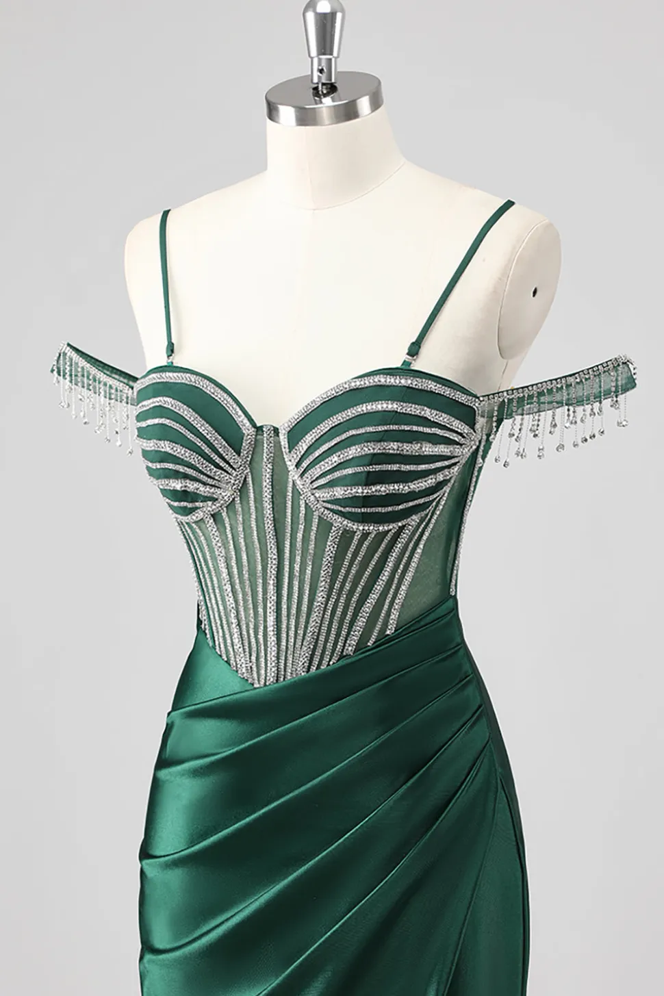 Vestidos Baile De Finalistas com Fenda Sereia Fora do Ombro Longo