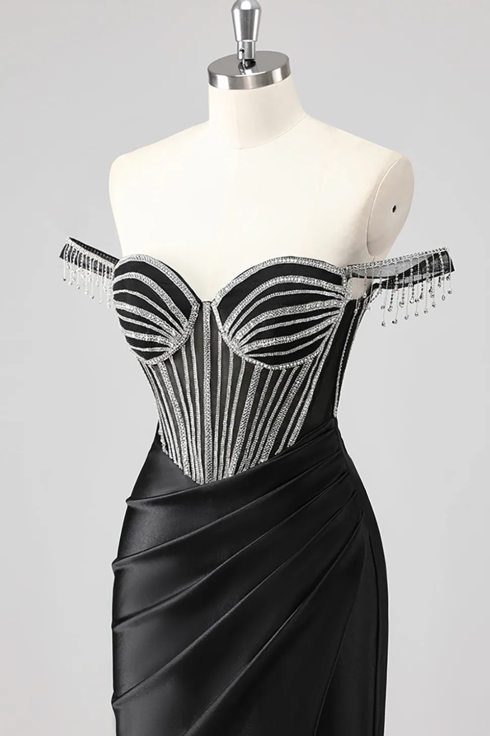 Vestidos Baile De Finalistas com Fenda Sereia Fora do Ombro Longo