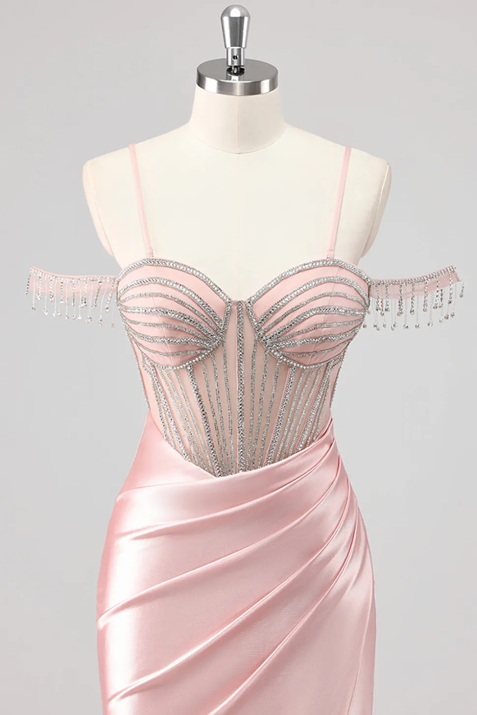 Vestidos Baile De Finalistas com Fenda Sereia Fora do Ombro Longo