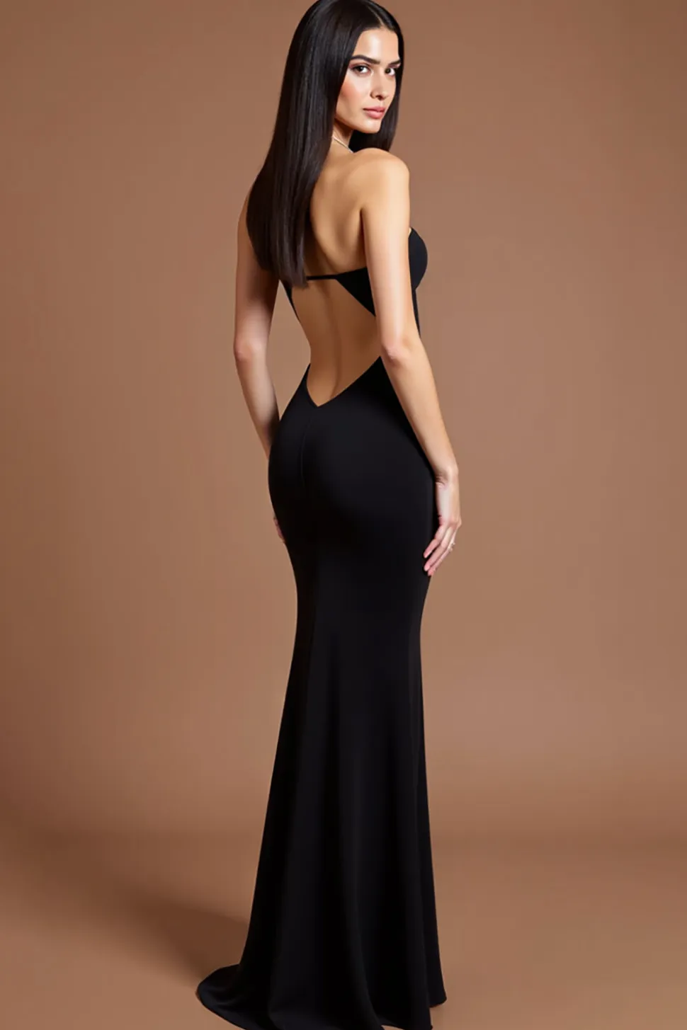 Vestidos Cerimónia com Fenda Longo Sereia Preto Sem Alças