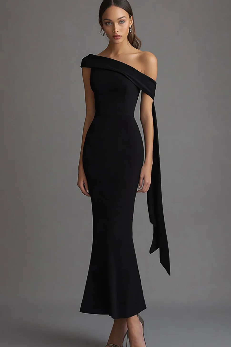 Vestidos Cerimónia Longo Preto Um Ombro Sereia