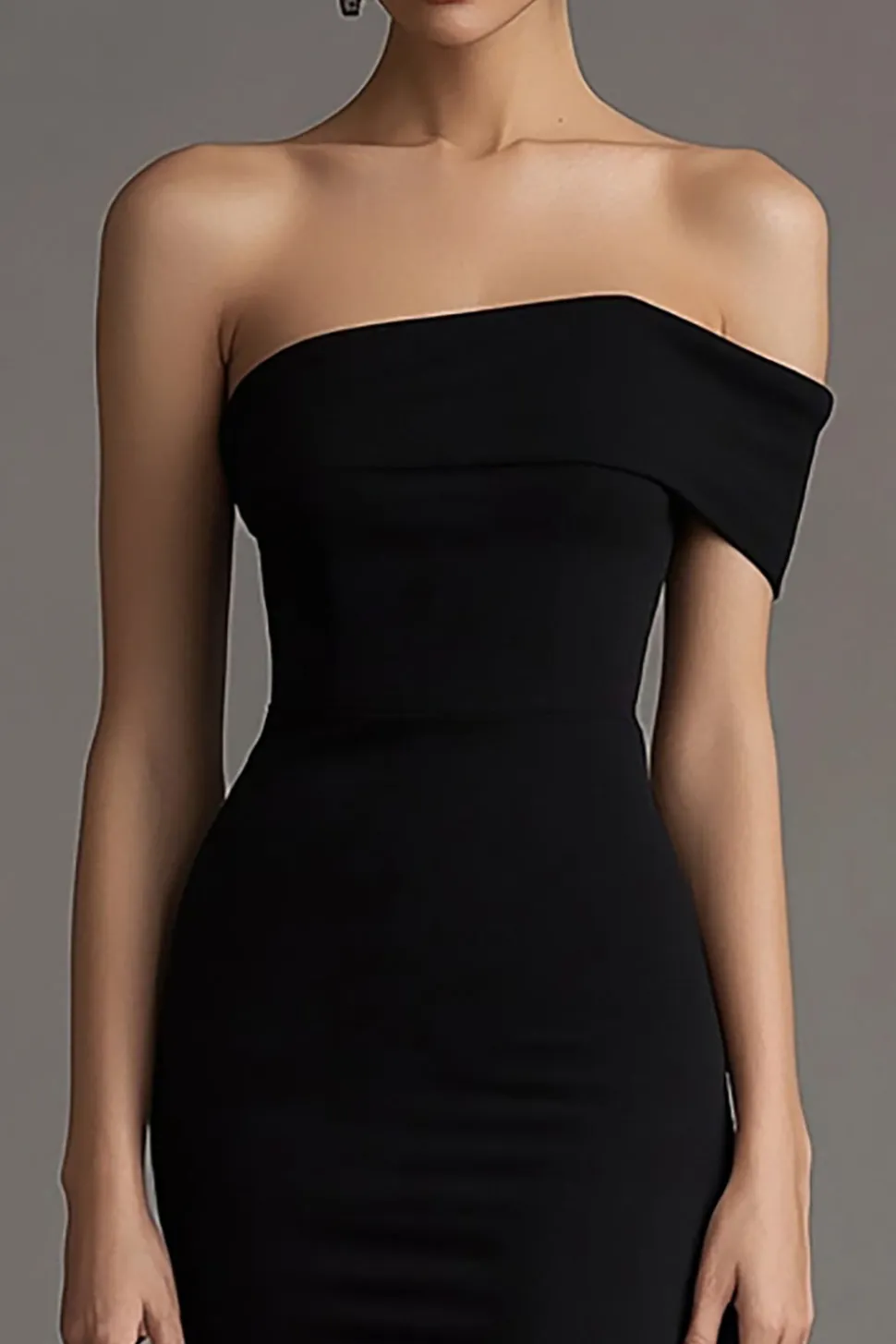 Vestidos Cerimónia Longo Preto Fora do ombro Bodycon