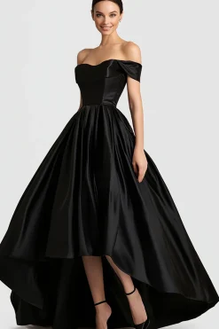 Vestidos Cerimónia Longo Preto Linha-A Fora do Ombro