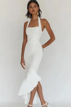 Vestidos Cerimónia Midi Cabeçada Branco Sereia