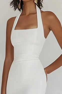 Vestidos Cerimónia Midi Cabeçada Branco Sereia