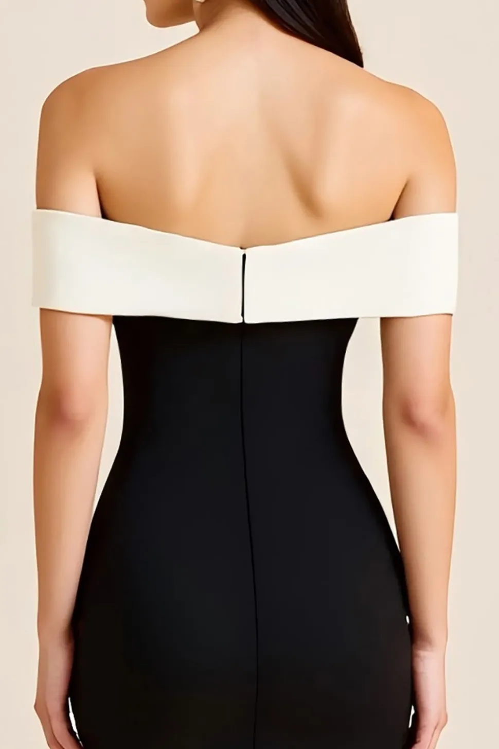 Vestidos Cerimónia Preto Branco Sereia Longo Fora do Ombro Cetim