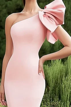 Vestidos Cerimónia Rosa Sereia Longo Um Ombro Cetim