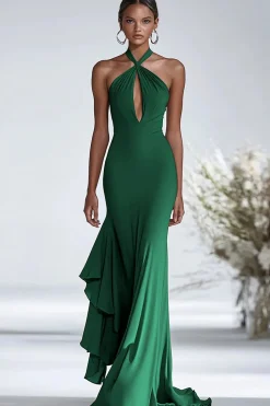 Vestidos Cerimónia Terracota Longo Cabeçada Sereia