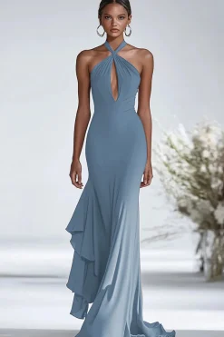 Vestidos Cerimónia Terracota Longo Cabeçada Sereia