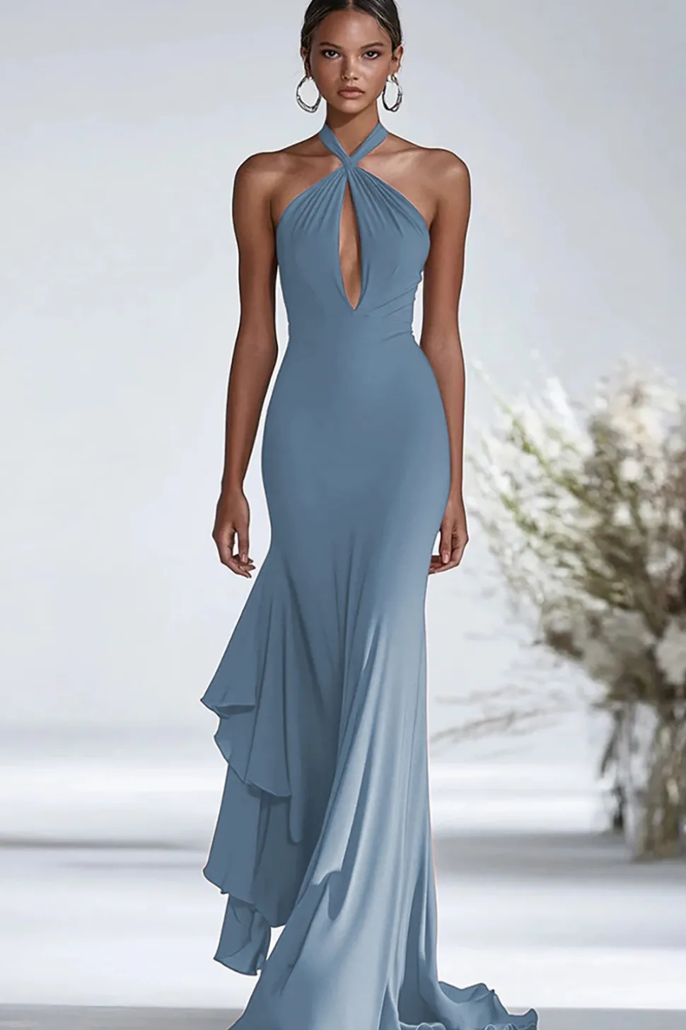Vestidos Cerimónia Terracota Longo Cabeçada Sereia