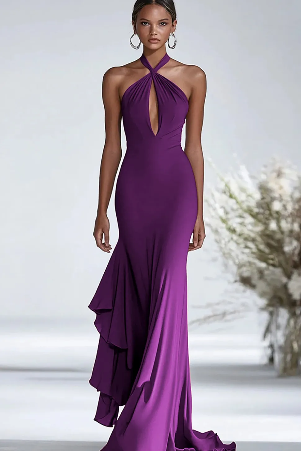 Vestidos Cerimónia Terracota Longo Cabeçada Sereia